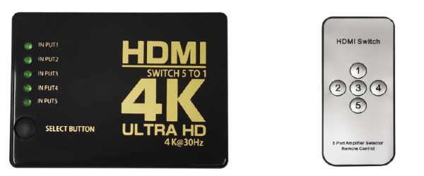 最大5台のHDMI機器を手元で切り替え！4K対応の美しい映像を楽しめる